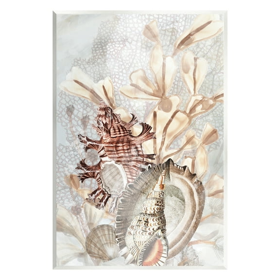 Stupell Industries Beige Mixed Seashells Animals & Insects Painting Unframed Art Print Wall Art, 13 x 19