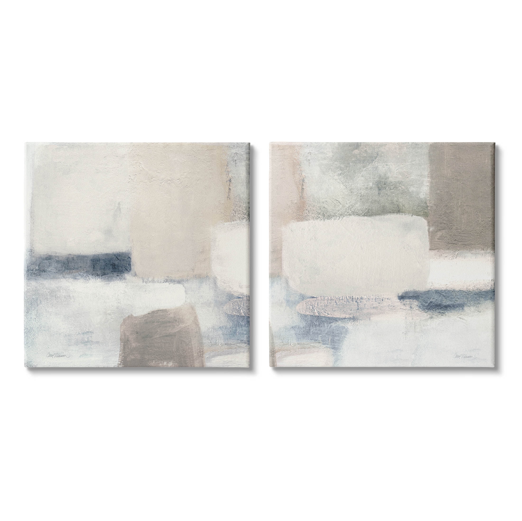 Stupell Industries Beige Modern Collage Shapes Painting Gallery Wrapped Canvas Print Wall Art, Set of 2, Design by Carol Robinson