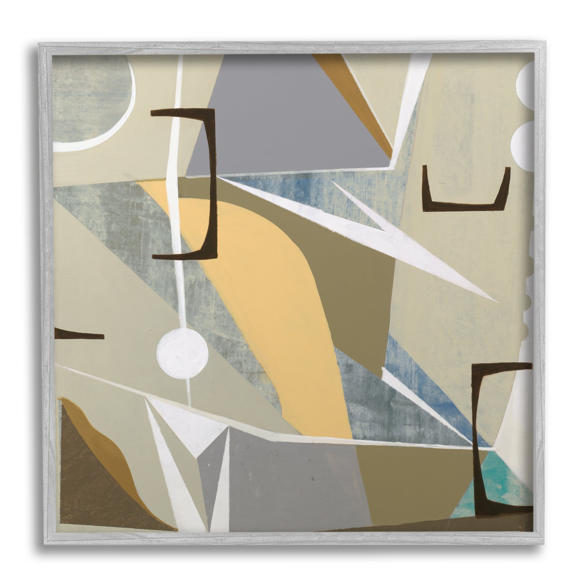 24" Gray and Beige Abstract Canvas Print with Wood Frame