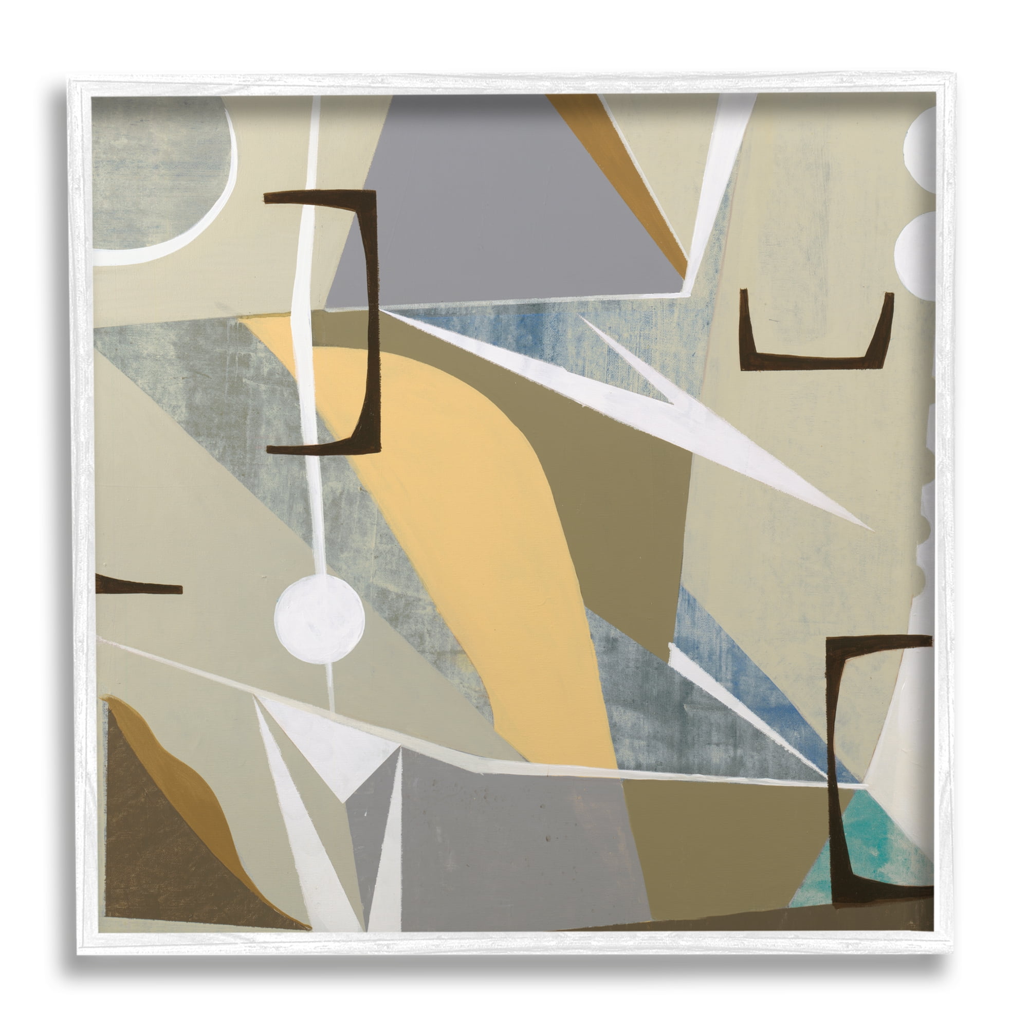 Stupell Industries Beige Modern Composition Abstract Painting White Framed Art Print Wall Art, 17 x 17