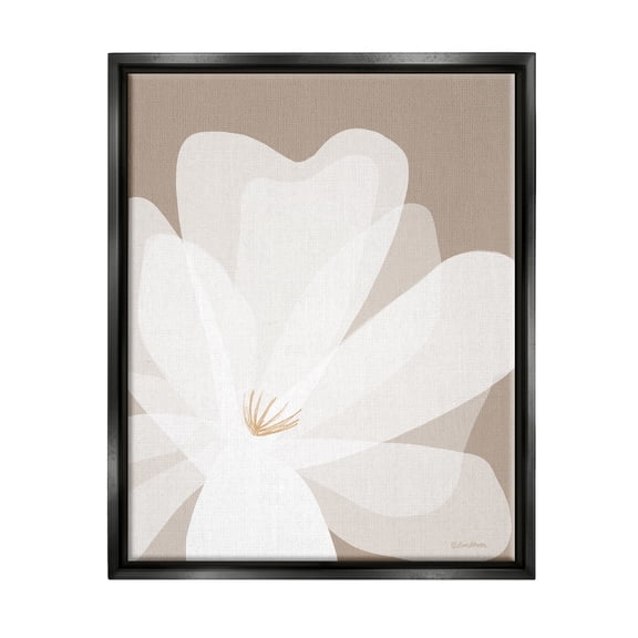 Stupell Industries Beige Modern Lily Botanical & Floral Painting Black Floater Framed Canvas Art Print Wall Art, 17 x 21