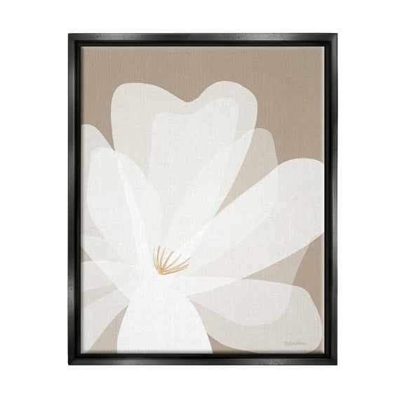 Stupell Industries Beige Modern Lily Botanical & Floral Painting Black Floater Framed Canvas Art Print Wall Art, 25 x 31