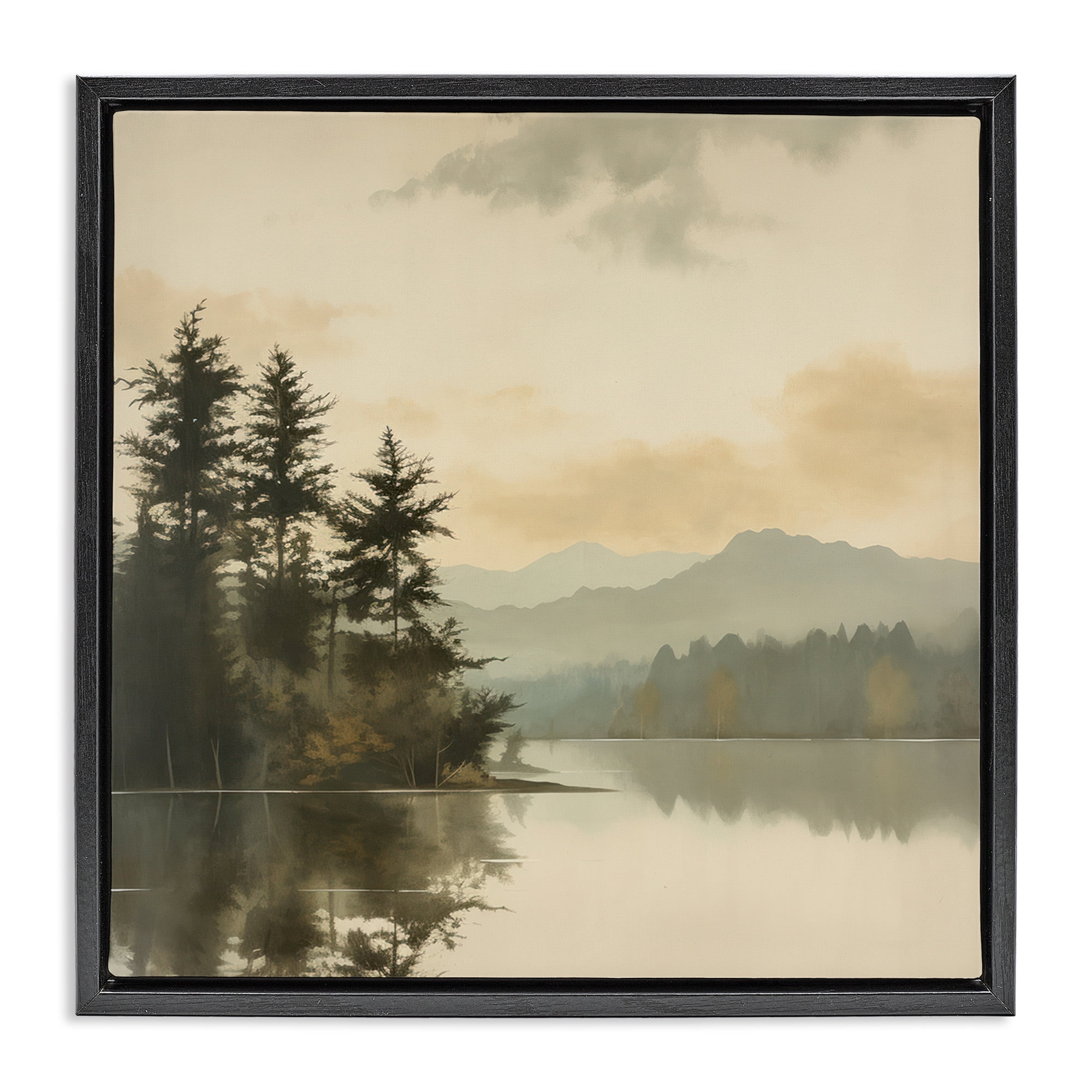 Stupell Industries Beige Mountain Landscape Landscape Painting Black