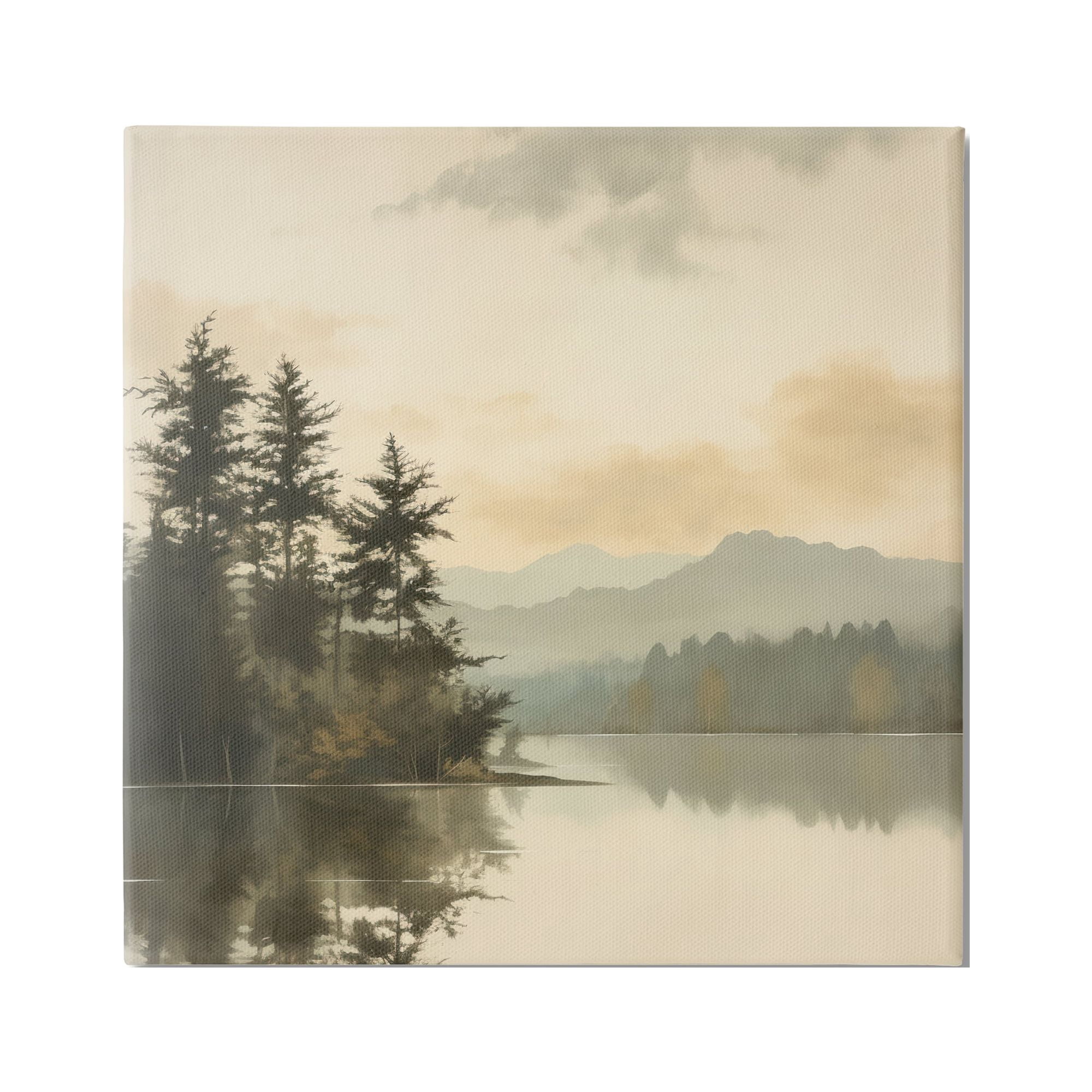 Stupell Industries Beige Mountain Landscape Landscape Painting Gallery Wrapped Canvas Art Print Wall Art, 17 x 17