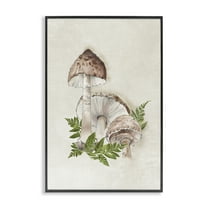 Stupell Industries Beige Mushrooms & Fern Plants & Flowers Painting Black Framed Art Print Wall Art, 12 x 18