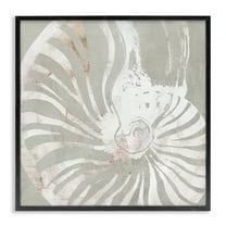 Stupell Industries Beige Nautilus Pattern Nautical & Beach Painting Black Framed Art Print Wall Art, 12 x 12