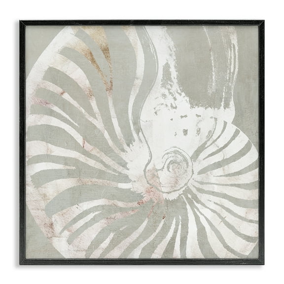Stupell Industries Beige Nautilus Pattern Nautical & Beach Painting Black Framed Art Print Wall Art, 12 x 12