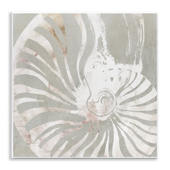 Stupell Industries Beige Nautilus Pattern Nautical & Beach Painting Unframed Art Print Wall Art, 12 x 12