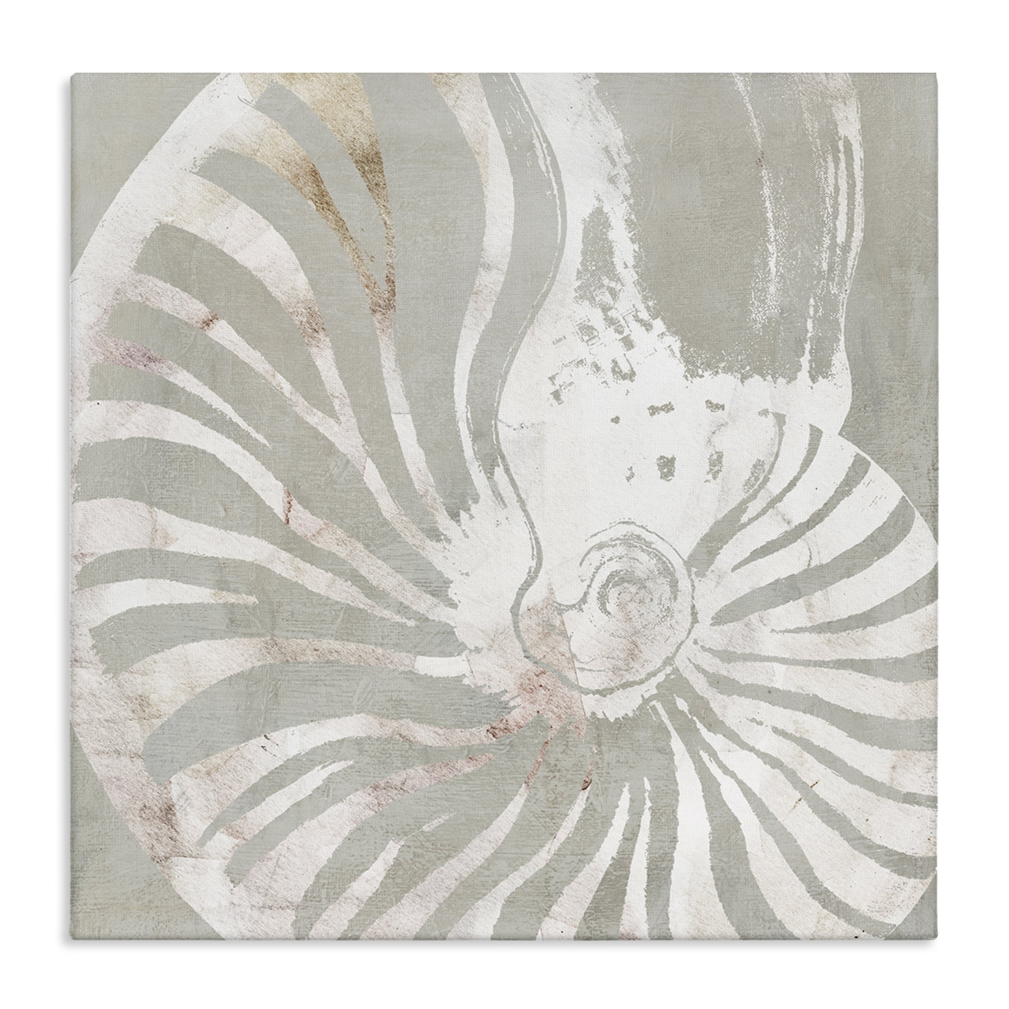Stupell Industries Beige Nautilus Pattern Nautical & Beach Painting Wrapped Canvas Art Print Wall Art, 24 x 24