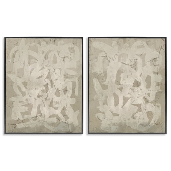 Stupell Industries Beige Neutral Brutalist Style Abstract Painting Black Framed Art Print Wall Art, 16 x 20, Set of 2