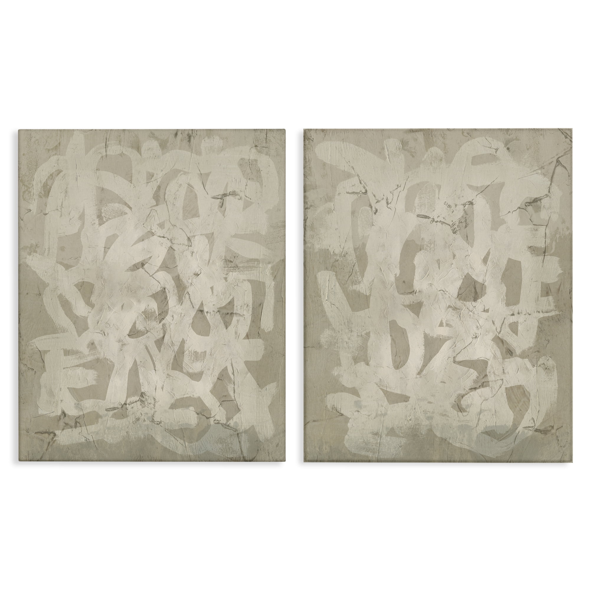 Stupell Industries Beige Neutral Brutalist Style Abstract Painting Wrapped Canvas Art Print Wall Art, 16 x 20, Set of 2