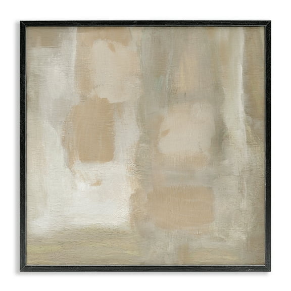 Stupell Industries Beige Neutral Painting Abstract Painting Black Framed Art Print Wall Art, 12 x 12