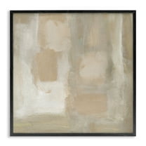Stupell Industries Beige Neutral Painting Abstract Painting Black Framed Art Print Wall Art, 12 x 12