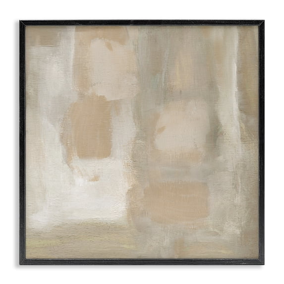 Stupell Industries Beige Neutral Painting Abstract Painting Black Framed Art Print Wall Art, 17 x 17