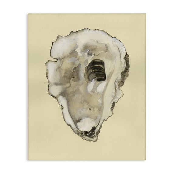 Stupell Industries Beige Oyster Shape Nautical & Beach Painting Wrapped Canvas Art Print Wall Art, 16 x 20