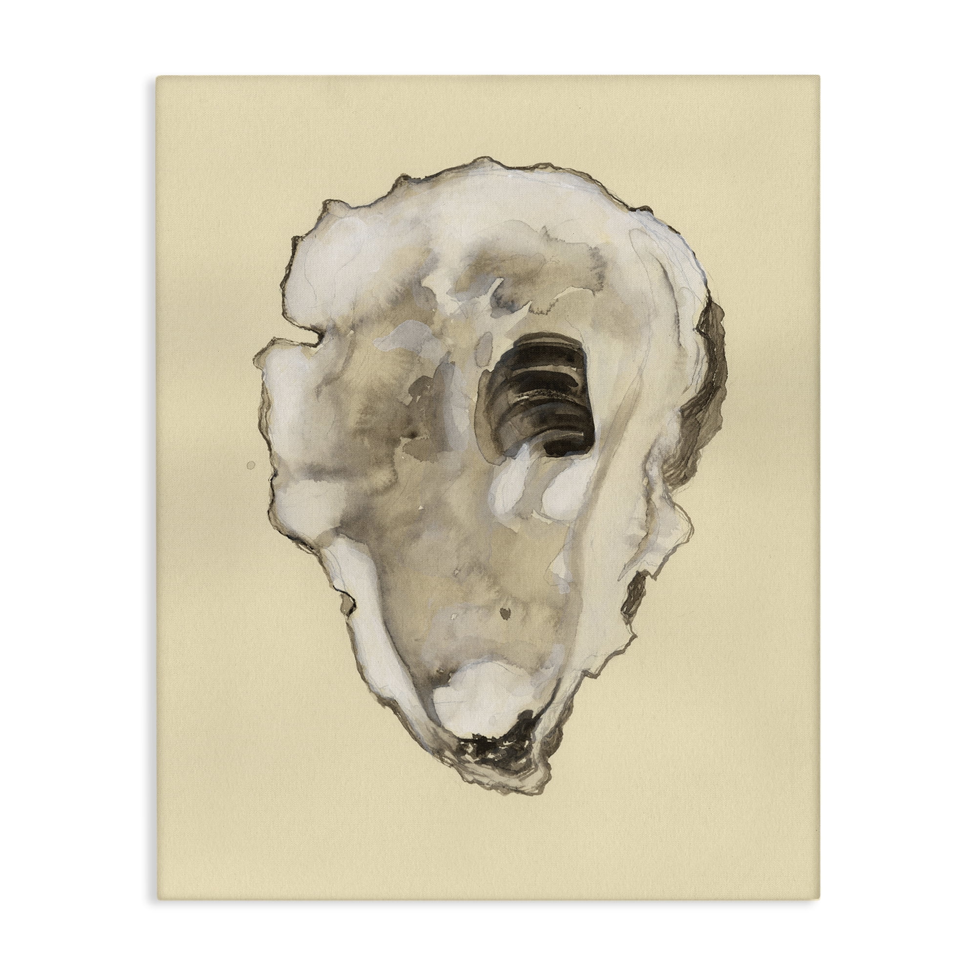 Stupell Industries Beige Oyster Shape Nautical & Beach Painting Wrapped Canvas Art Print Wall Art, 24 x 30