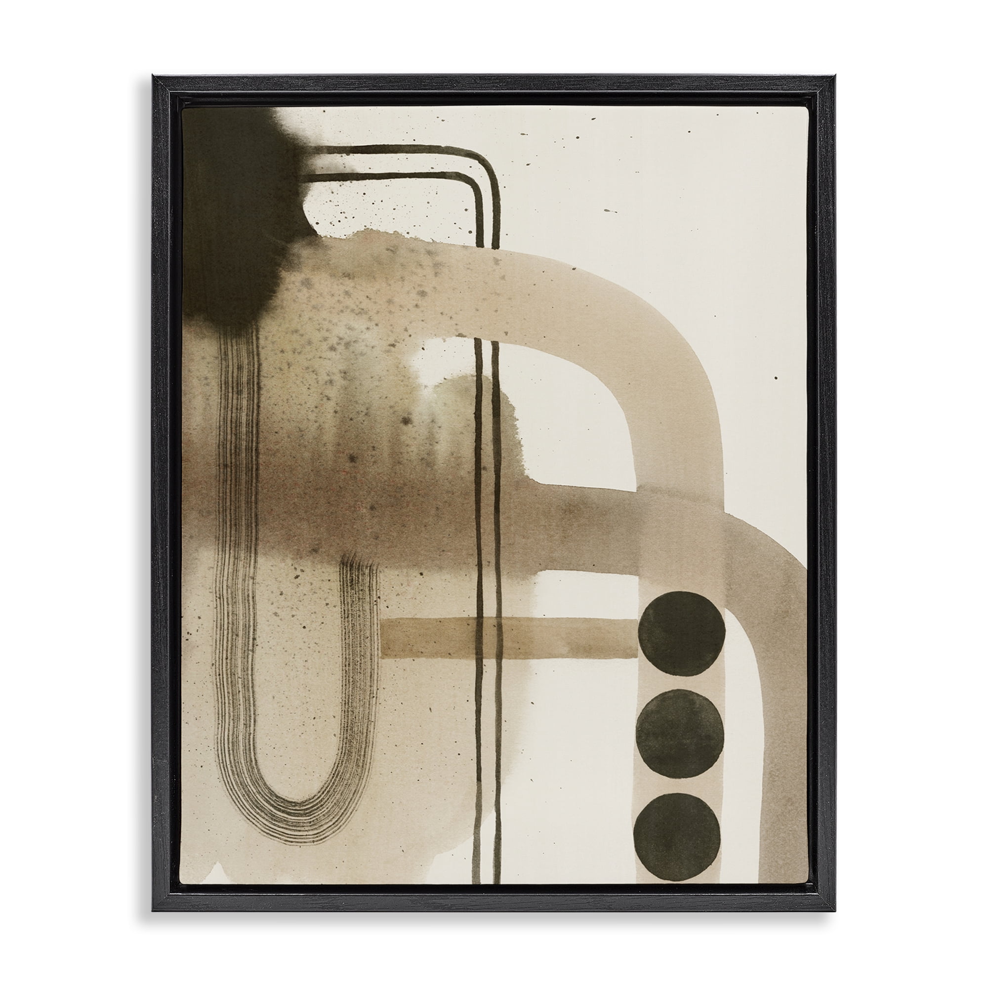 Stupell Industries Beige Retro Arches Abstract Painting Black Floater Framed Canvas Art Print Wall Art, 17 x 21