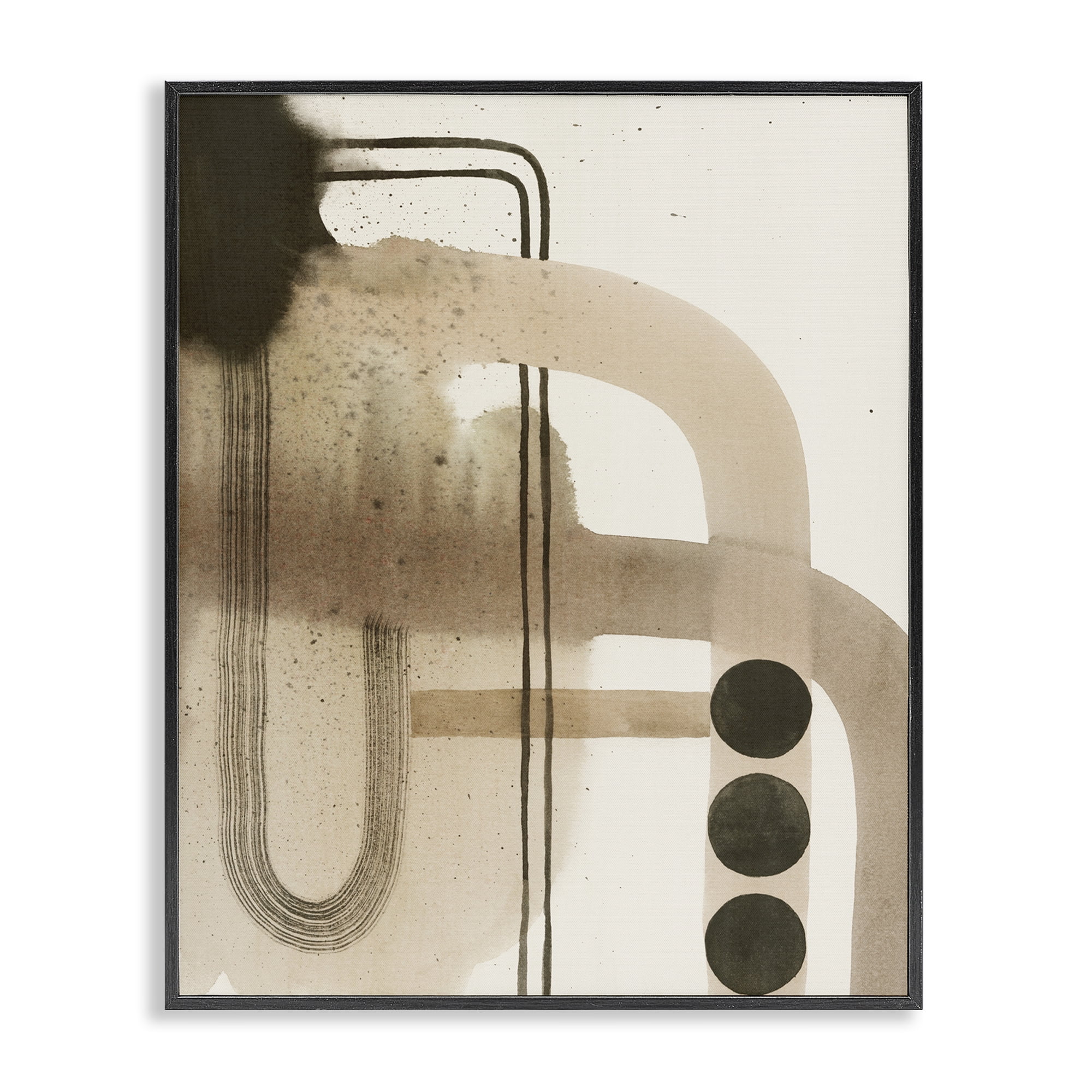 Stupell Industries Beige Retro Arches Abstract Painting Black Framed Art Print Wall Art, 24 x 30