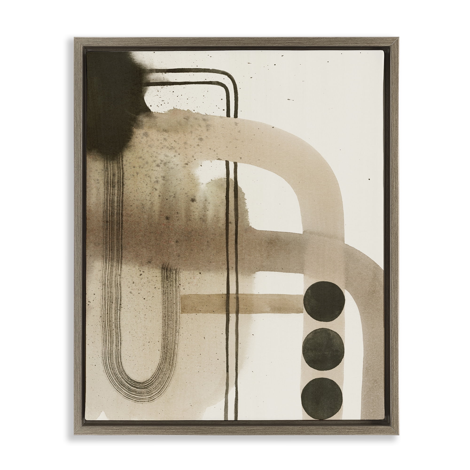 Stupell Industries Beige Retro Arches Abstract Painting Brown Floater Framed Canvas Art Print Wall Art, 17 x 21