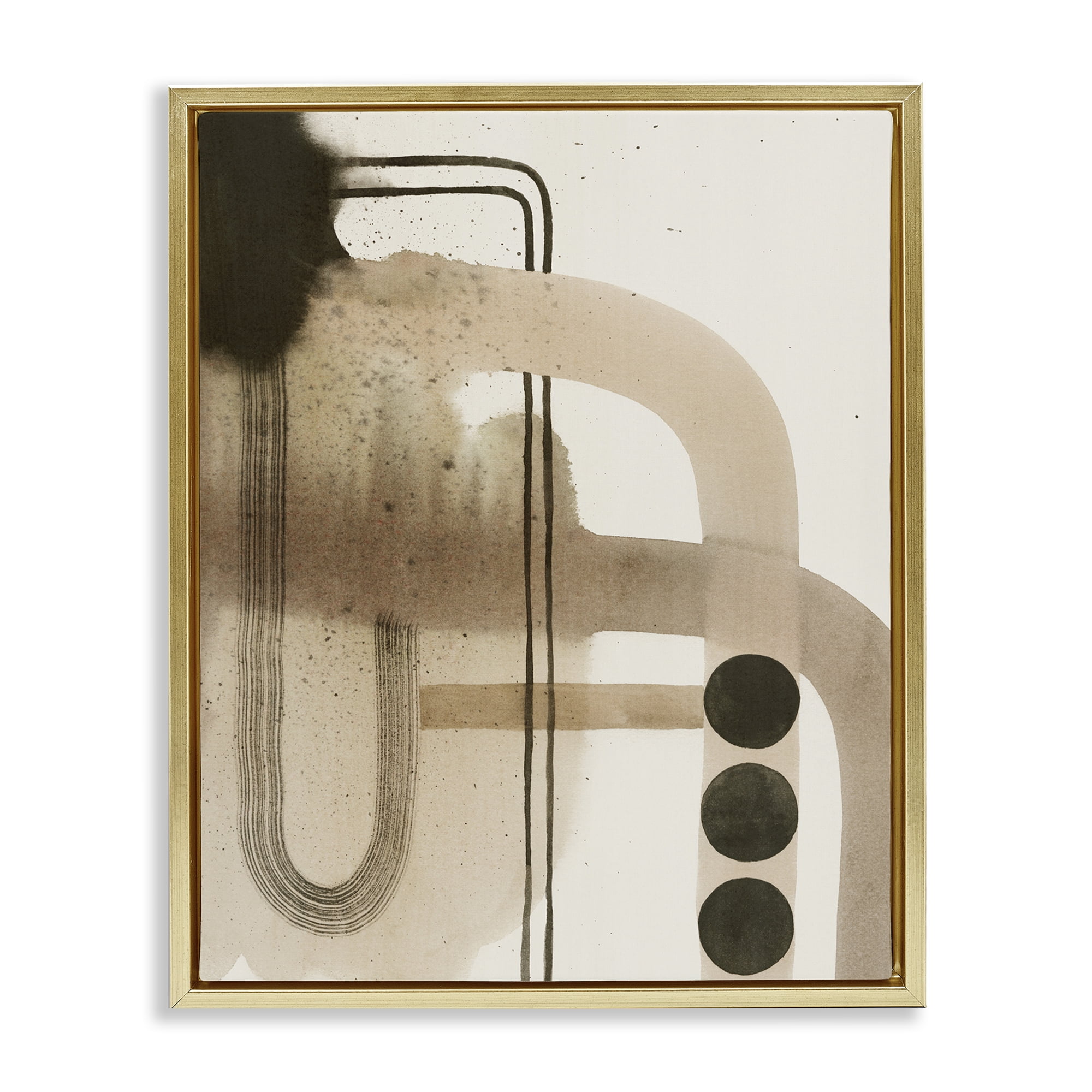 Stupell Industries Beige Retro Arches Abstract Painting Gold Floater Framed Canvas Art Print Wall Art, 25 x 31