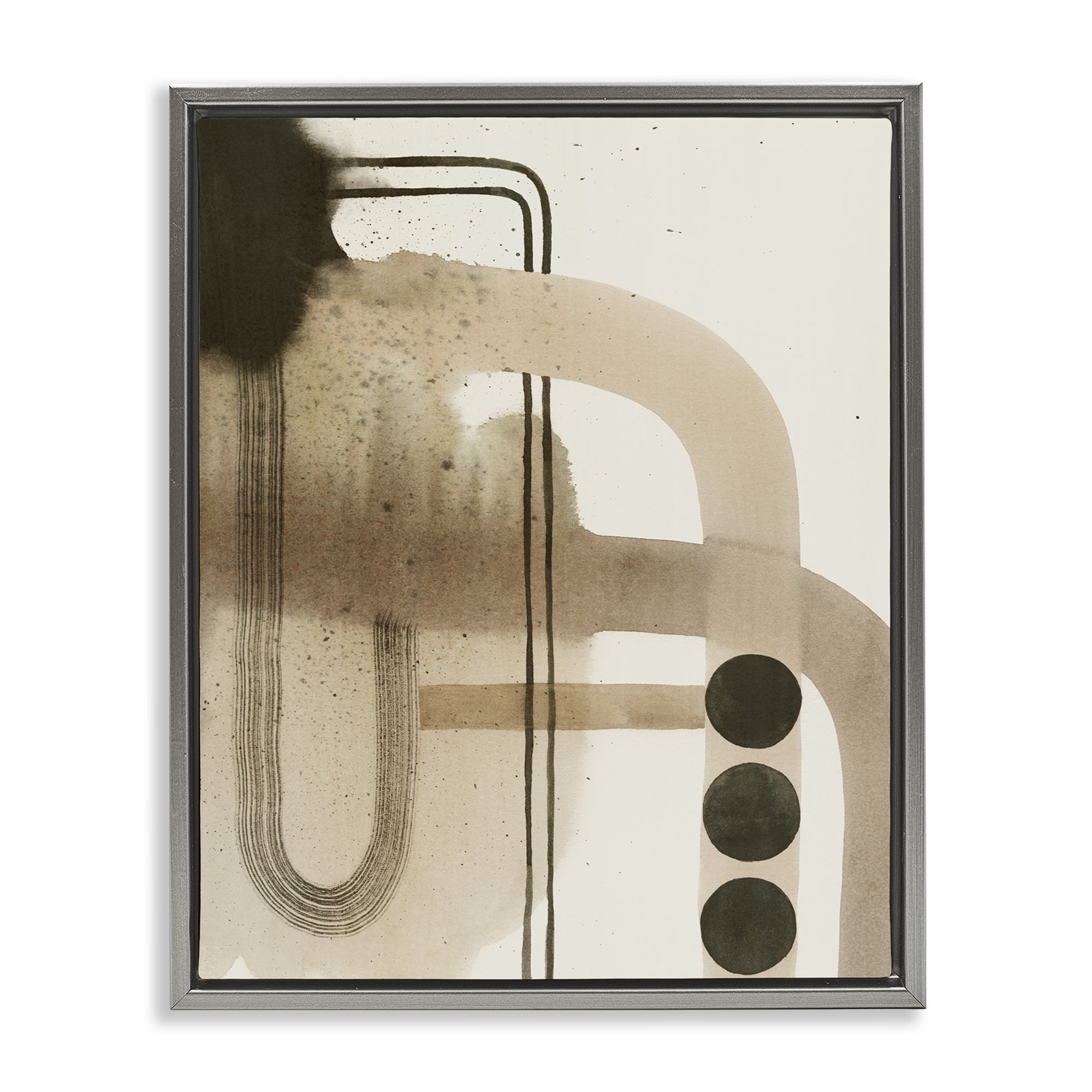 Stupell Industries Beige Retro Arches Abstract Painting Gray Floater Framed Canvas Art Print Wall Art, 25 x 31