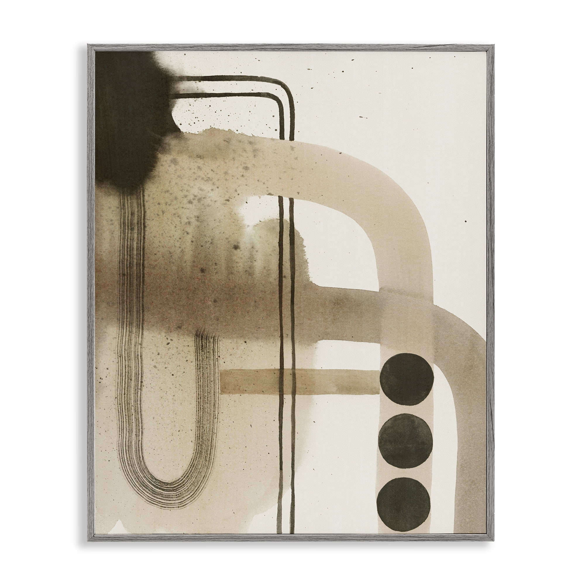 Stupell Industries Beige Retro Arches Abstract Painting Gray Framed Art Print Wall Art, 11 x 14