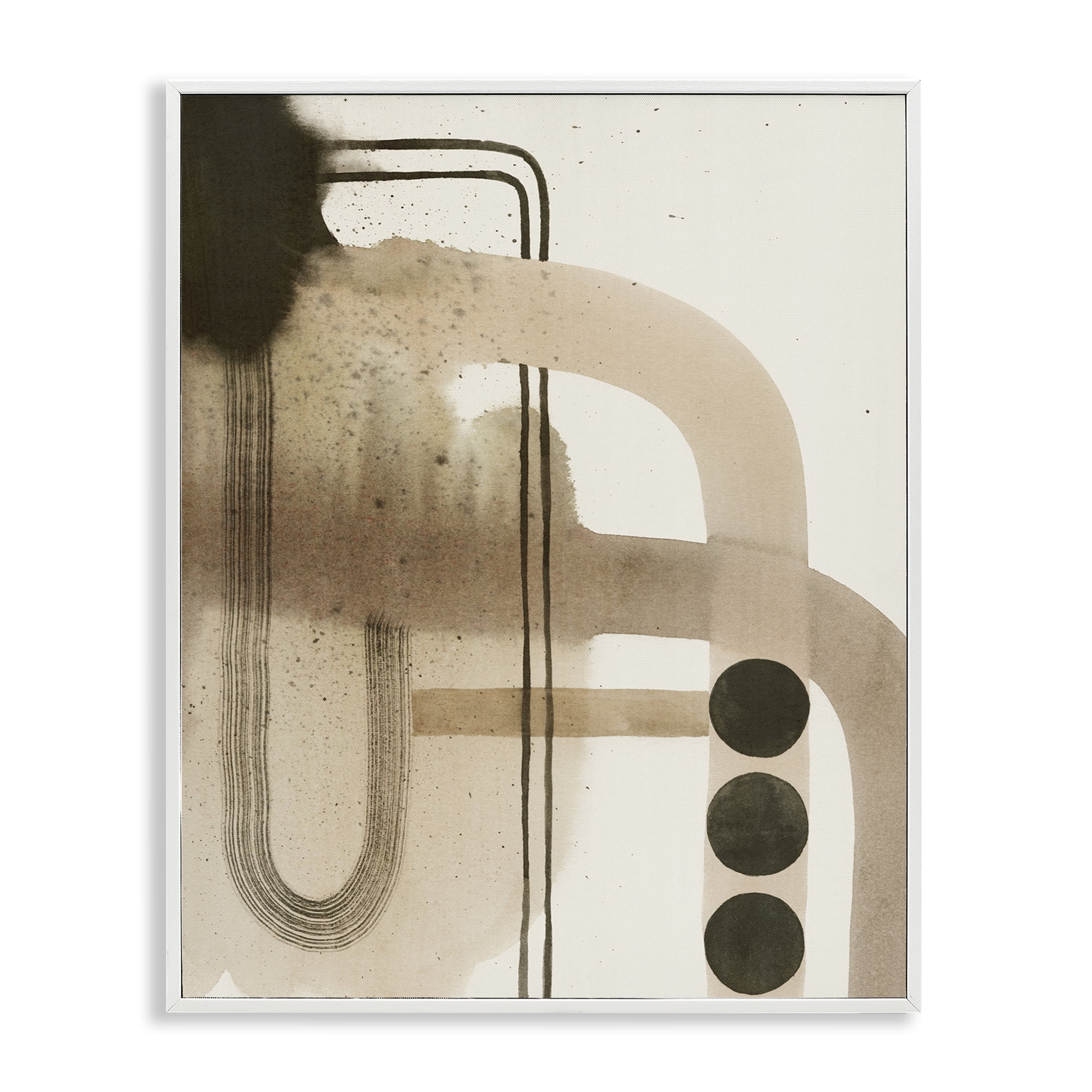 Stupell Industries Beige Retro Arches Abstract Painting White Framed Art Print Wall Art, 11 x 14