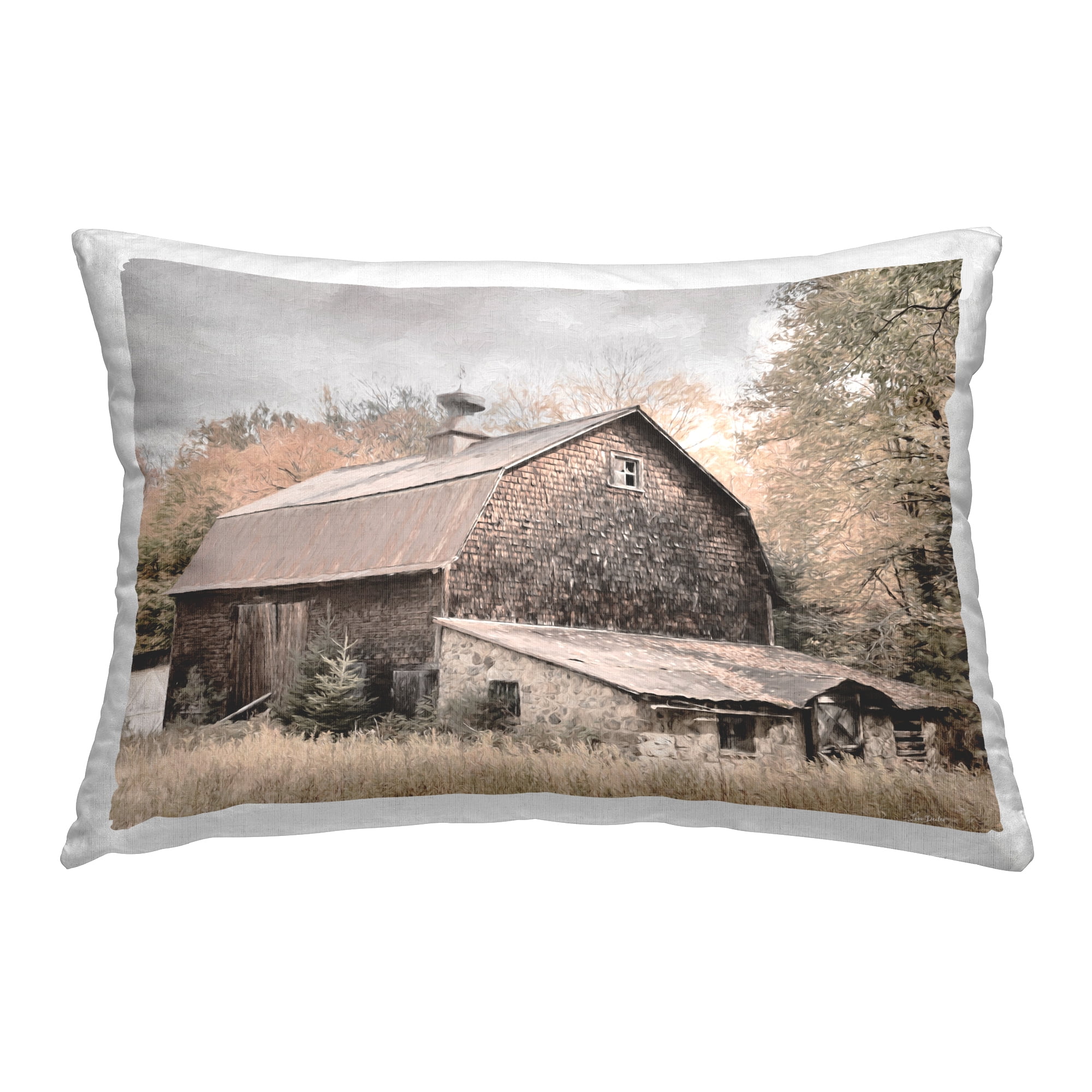 Stupell Industries Beige Rustic Barn Decorative Printed Throw Pillow Design by Lori Deiter.