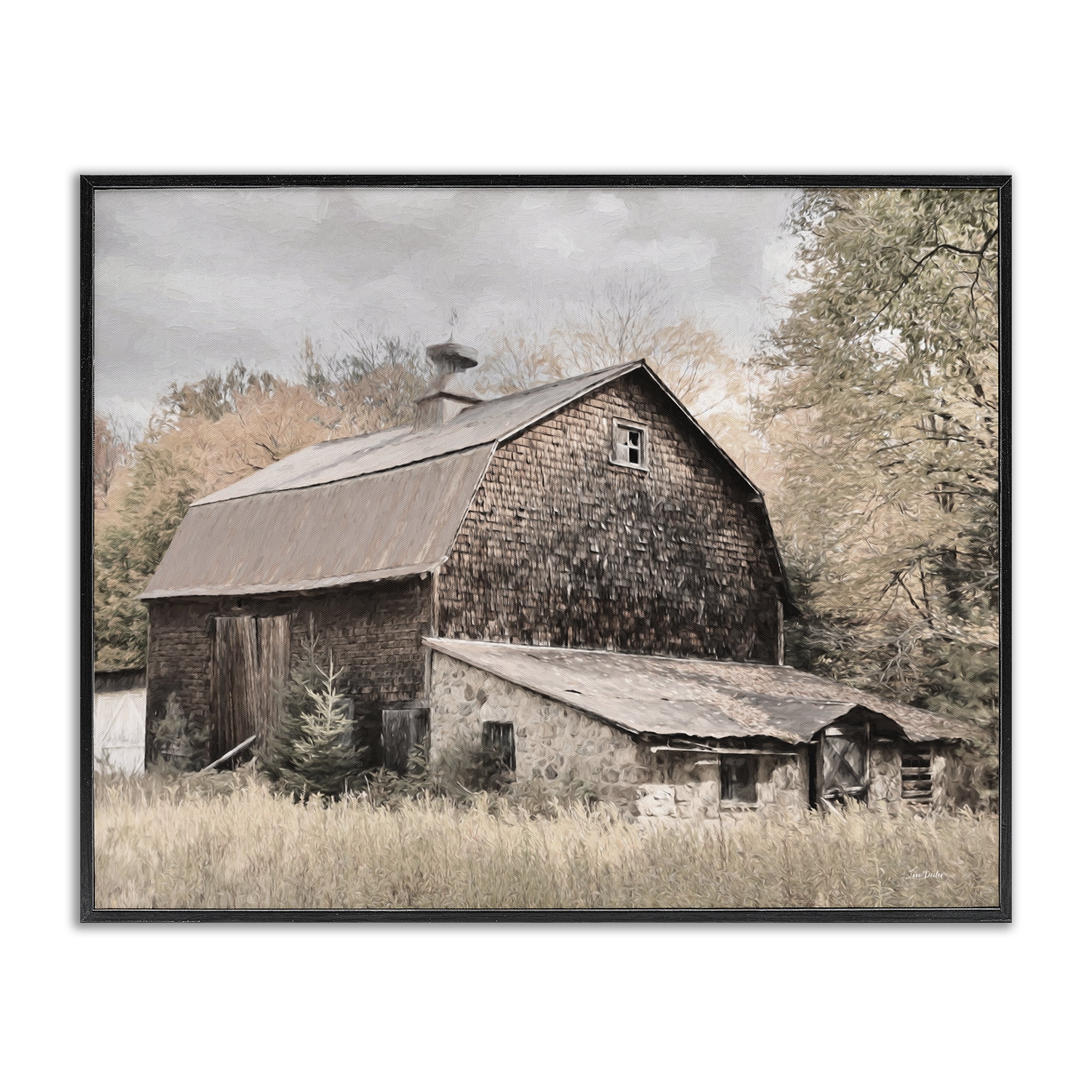 Stupell Industries Beige Rustic Barn Landscape & Nature Photography Black Framed Art Print Wall Art, 30 x 24