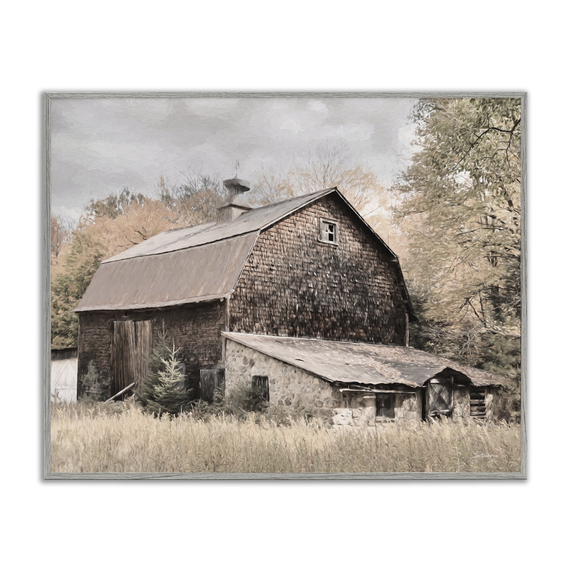 Stupell Industries Beige Rustic Barn Landscape & Nature Photography Gray Framed Art Print Wall Art, 14 x 11