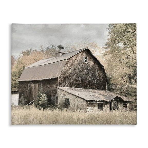 Stupell Industries Beige Rustic Barn Landscape & Nature Photography Wrapped Canvas Art Print Wall Art, 20 x 16