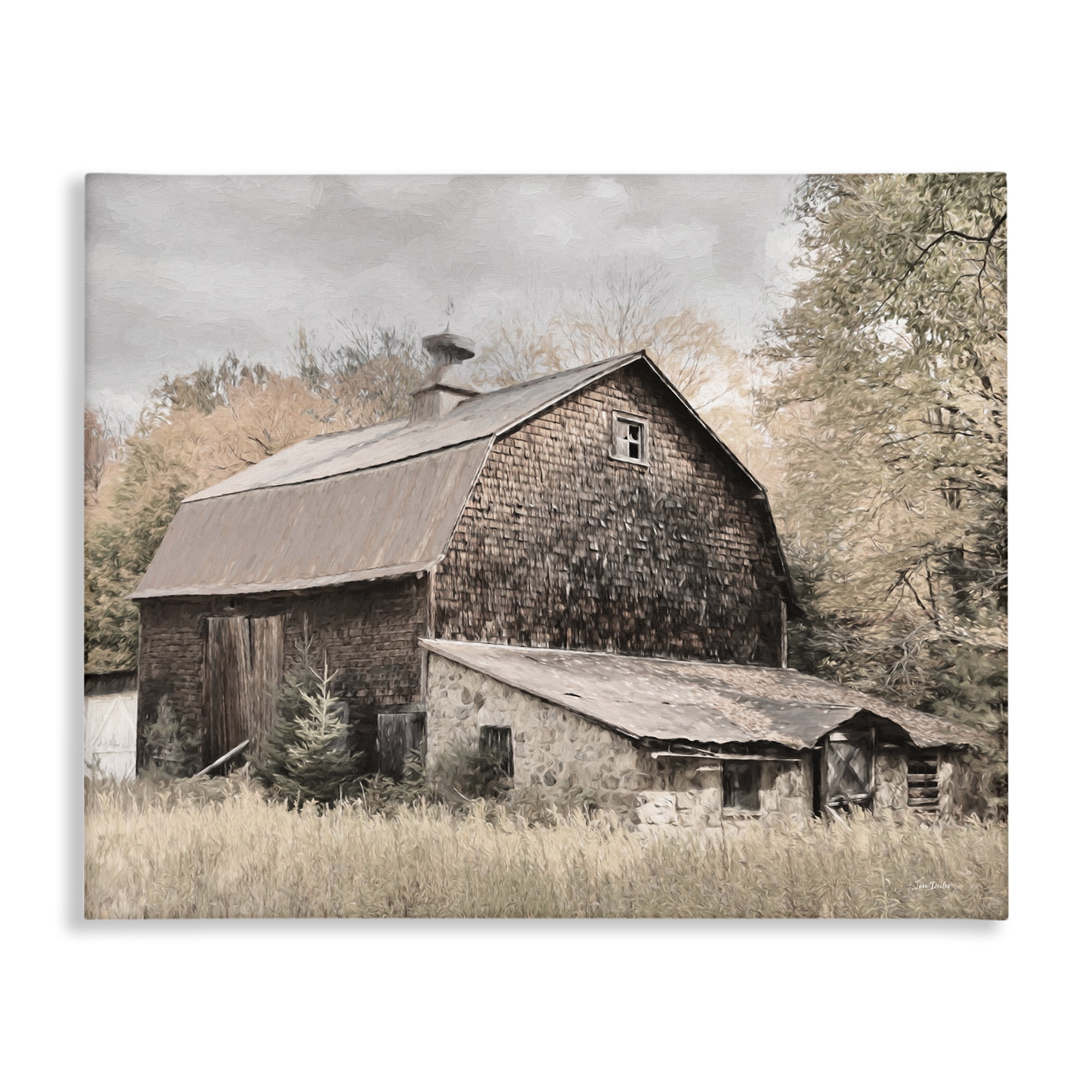 Stupell Industries Beige Rustic Barn Landscape & Nature Photography Wrapped Canvas Art Print Wall Art, 30 x 24