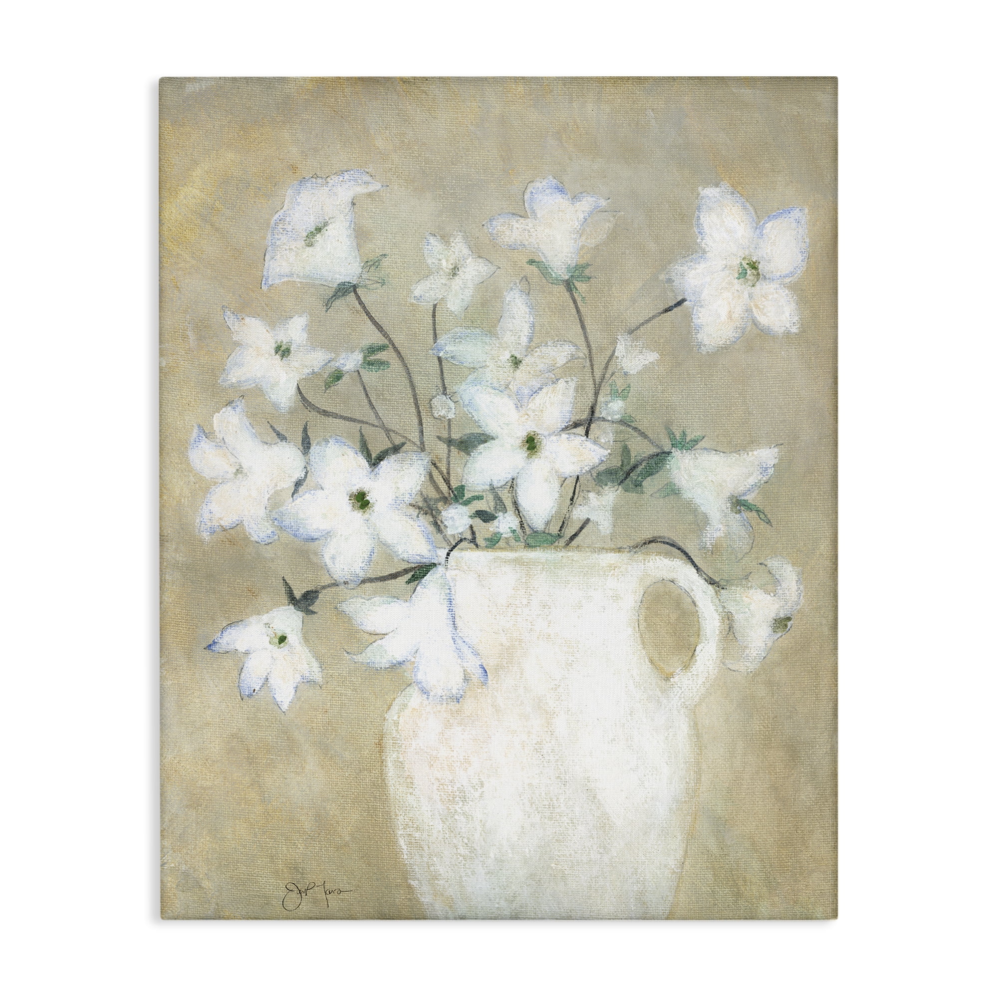 Stupell Industries Beige Rustic Pottery Plants & Flowers Painting Wrapped Canvas Art Print Wall Art, 24 x 30