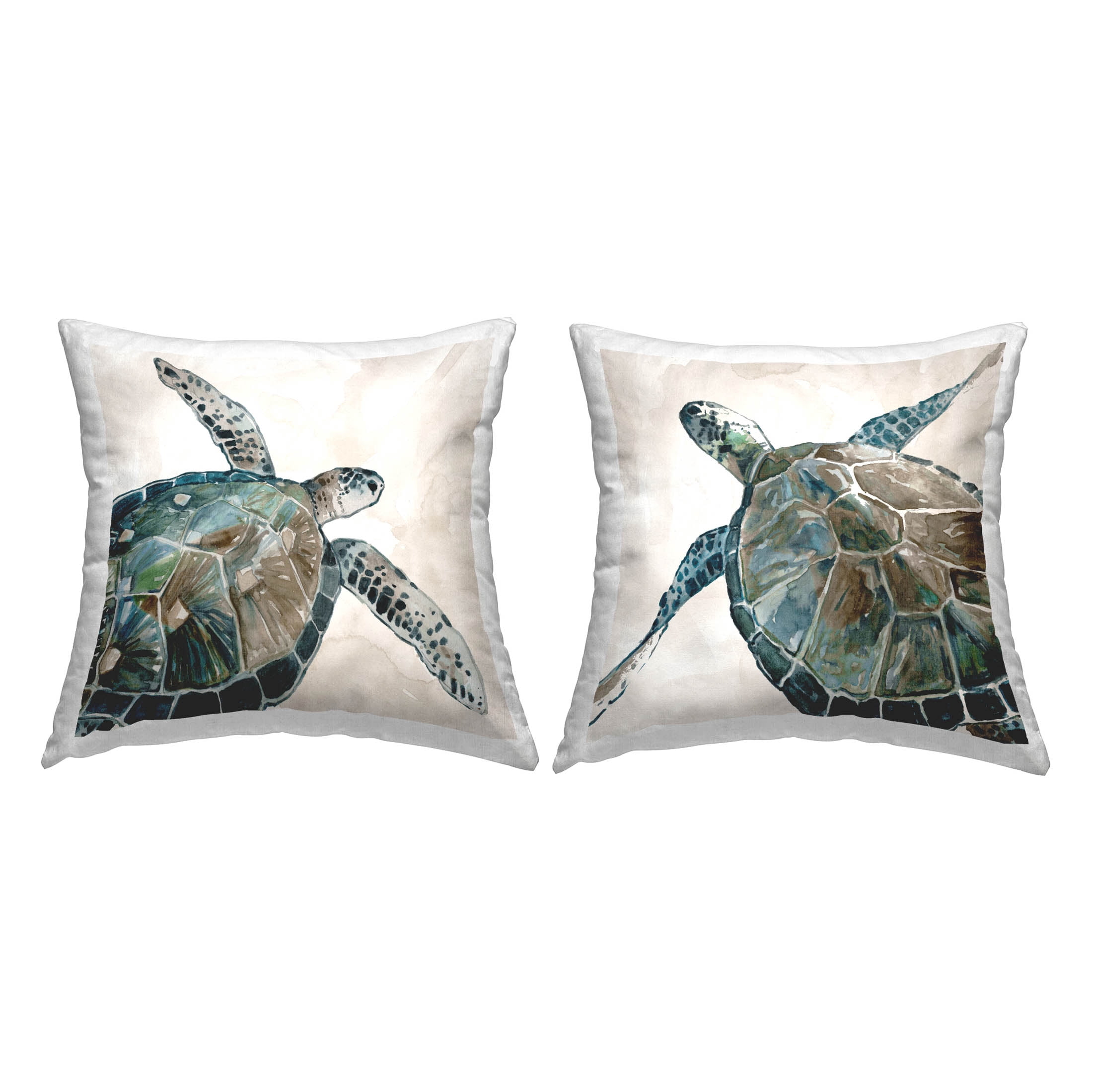 Stupell Industries Beige Sea Life Tortoises Printed Throw Pillow Design by Carol Robinson (Set of 2)