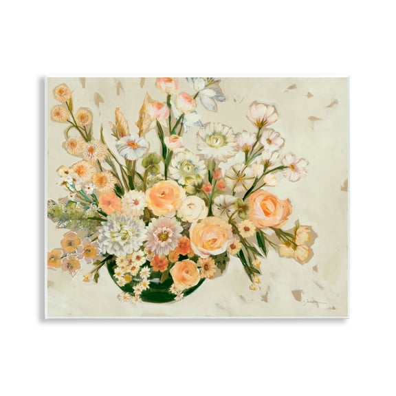 Stupell Industries Beige Shabby Chic Flowers Floral & Botanical Painting Unframed Art Print Wall Art, 14 x 11