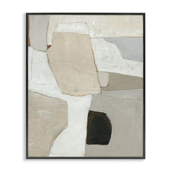 Stupell Industries Beige Shape Geometrics Abstract Painting Black Framed Art Print Wall Art, 11 x 14