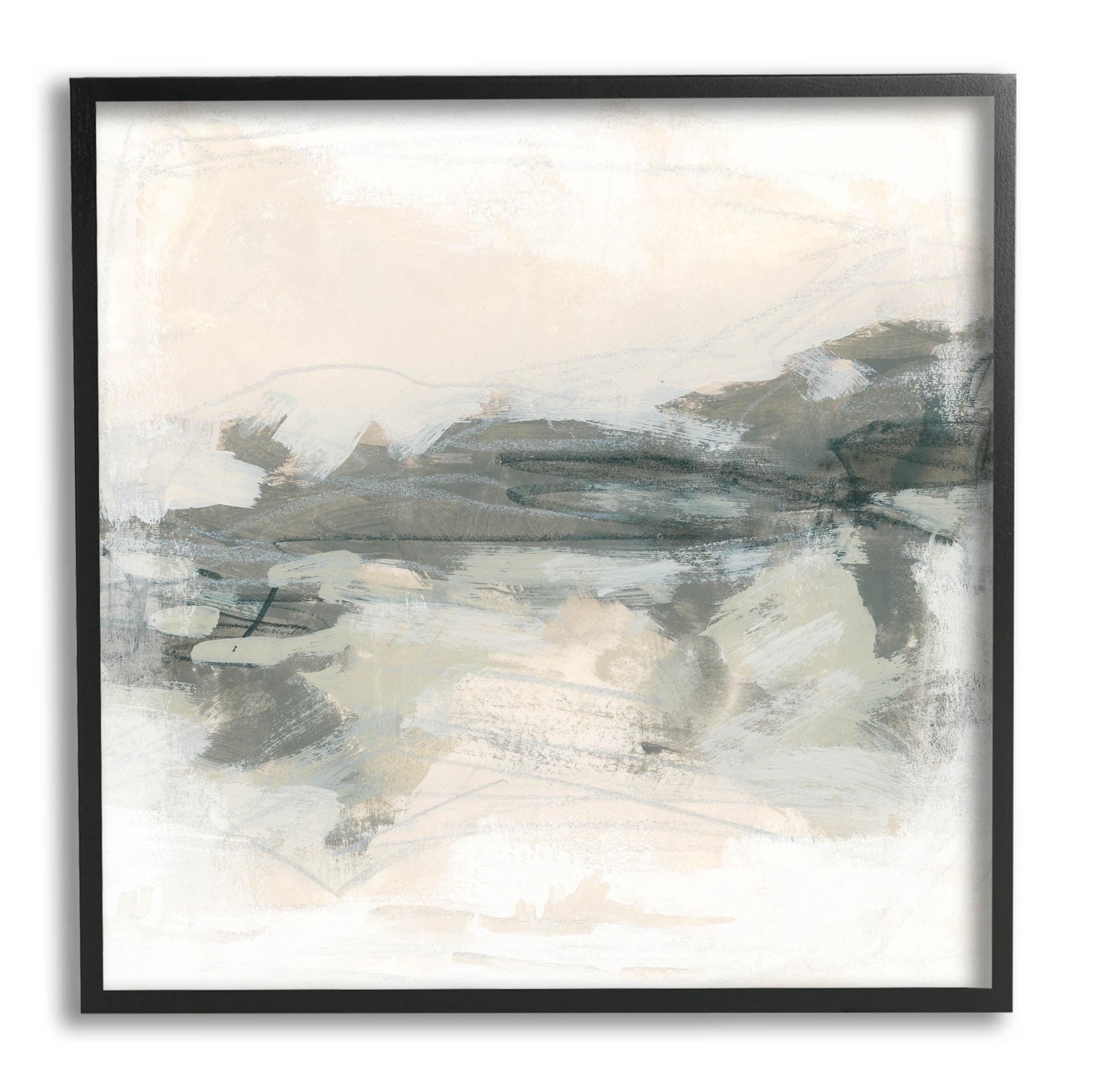 Stupell Industries Beige Streaked Abstract Shape Painting Black Framed Art Print Wall Art, Design by June Erica Vess