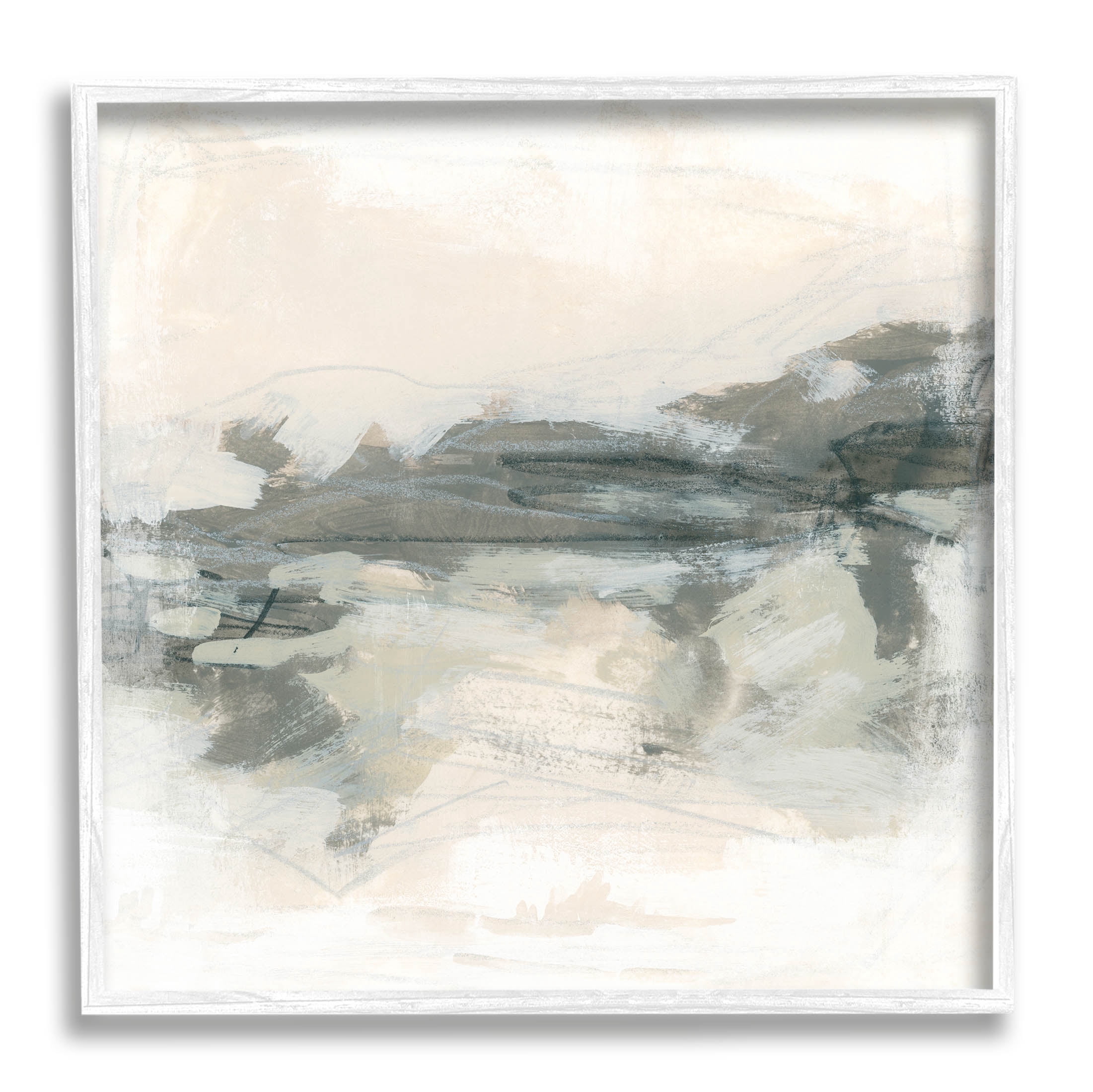 Stupell Industries Beige Streaked Abstract Shape Painting White Framed Art Print Wall Art, Design by June Erica Vess