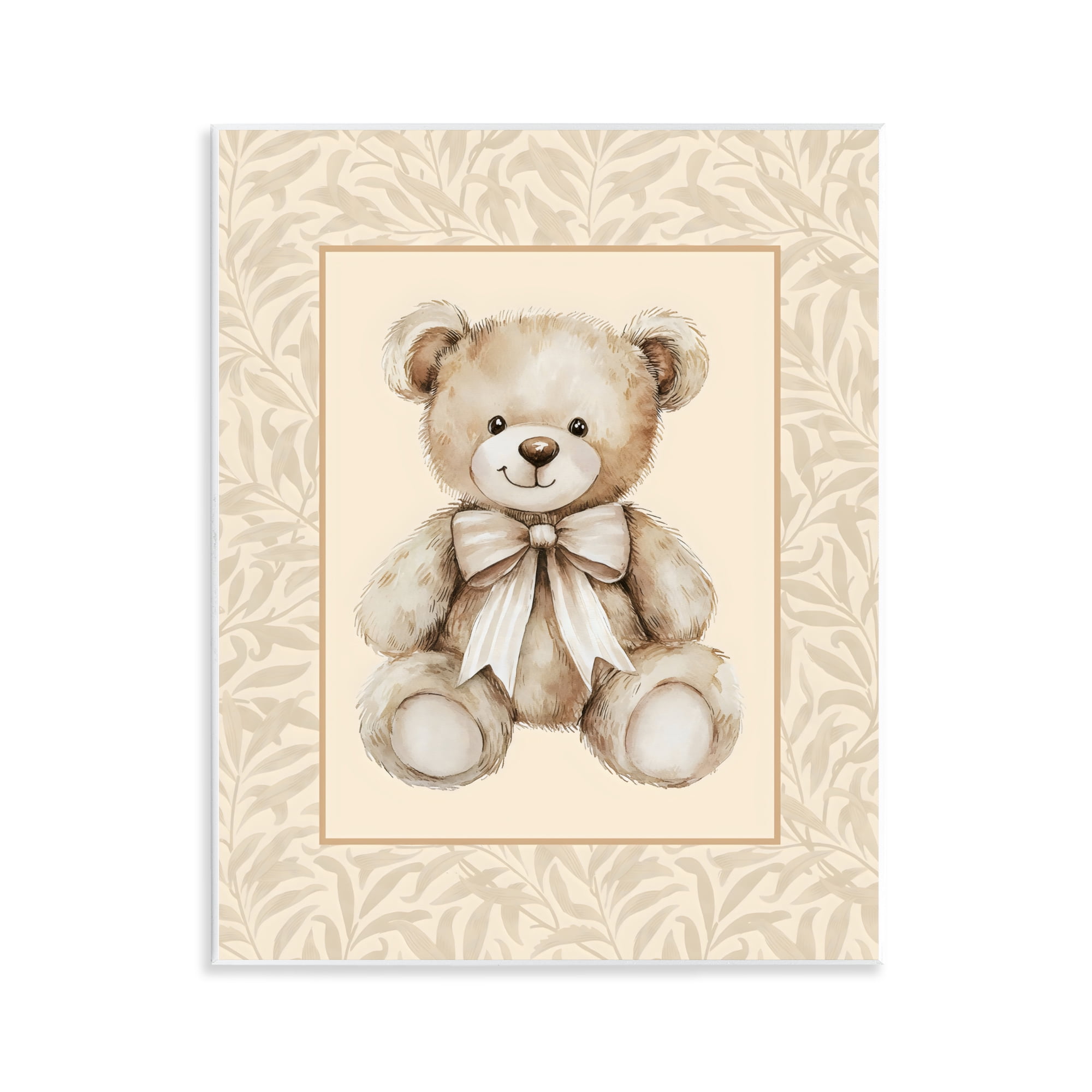 Stupell Industries Beige Teddy Bear and Border Wall Plaque Art, design by LSR Design Studio