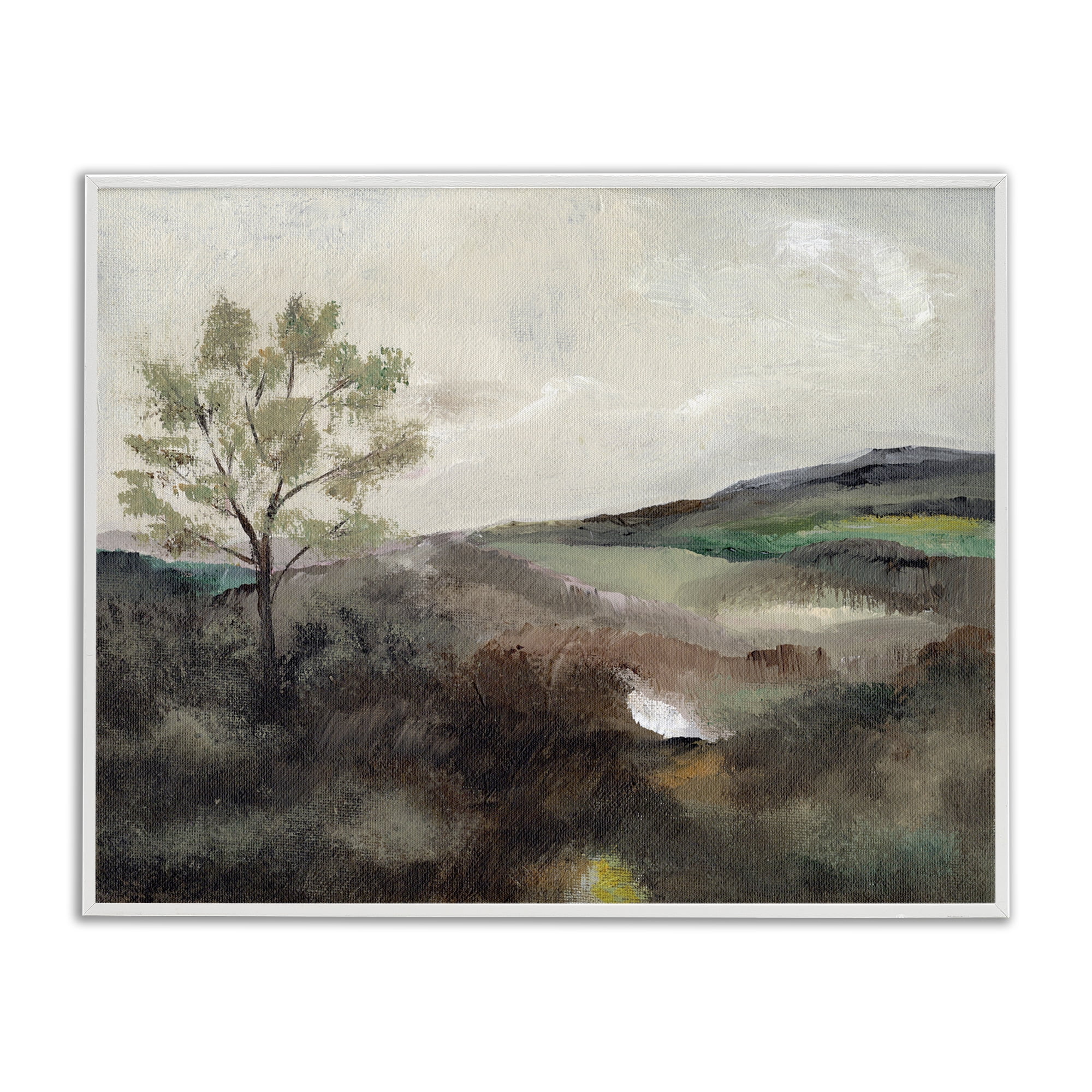 Stupell Industries Beige Toned Landscape Landscape & Nature Painting White Framed Art Print Wall Art, 20 x 16