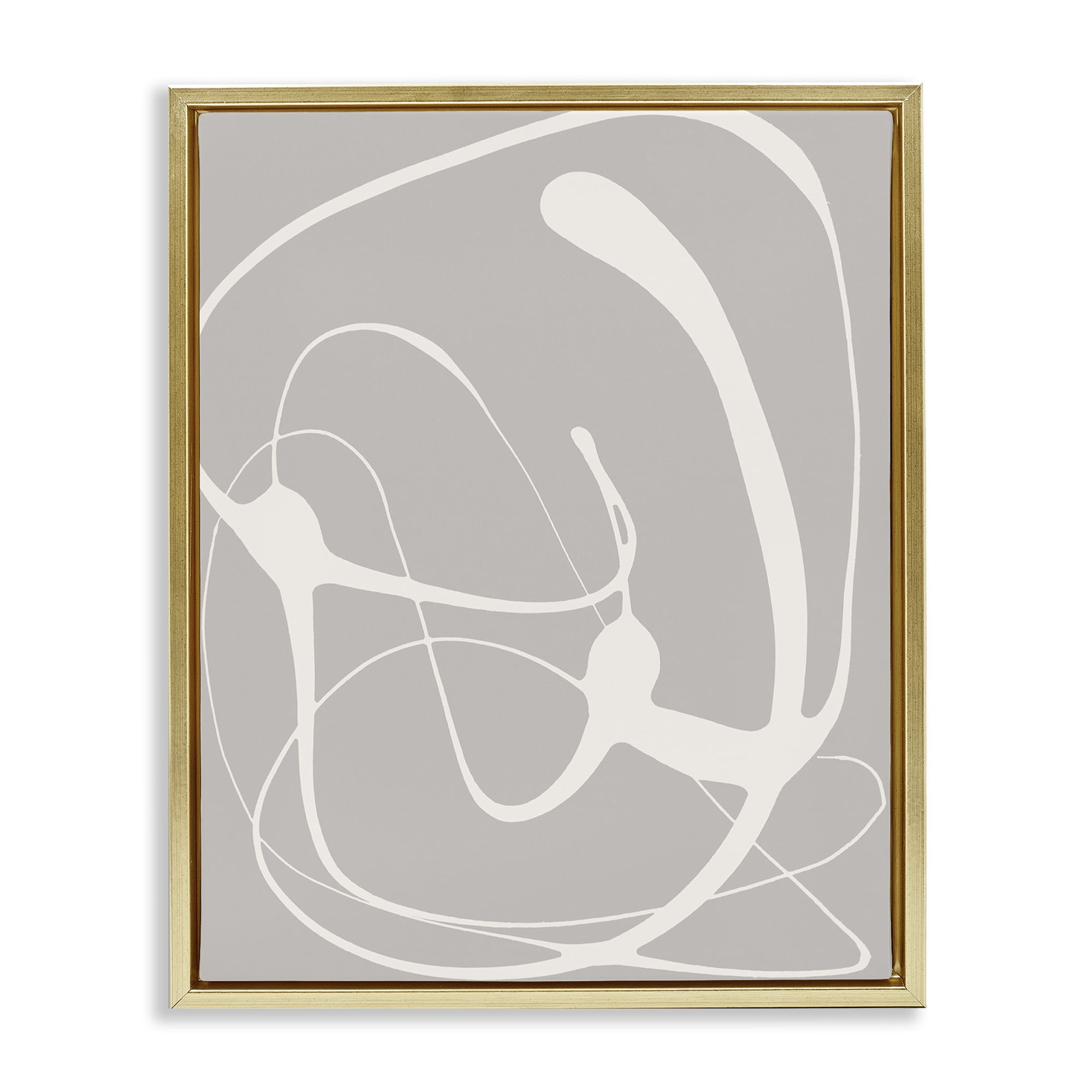 Stupell Industries Beige Very Abstract Figure Abstract Painting Gold Floater Framed Canvas Art Print Wall Art, 17 x 21