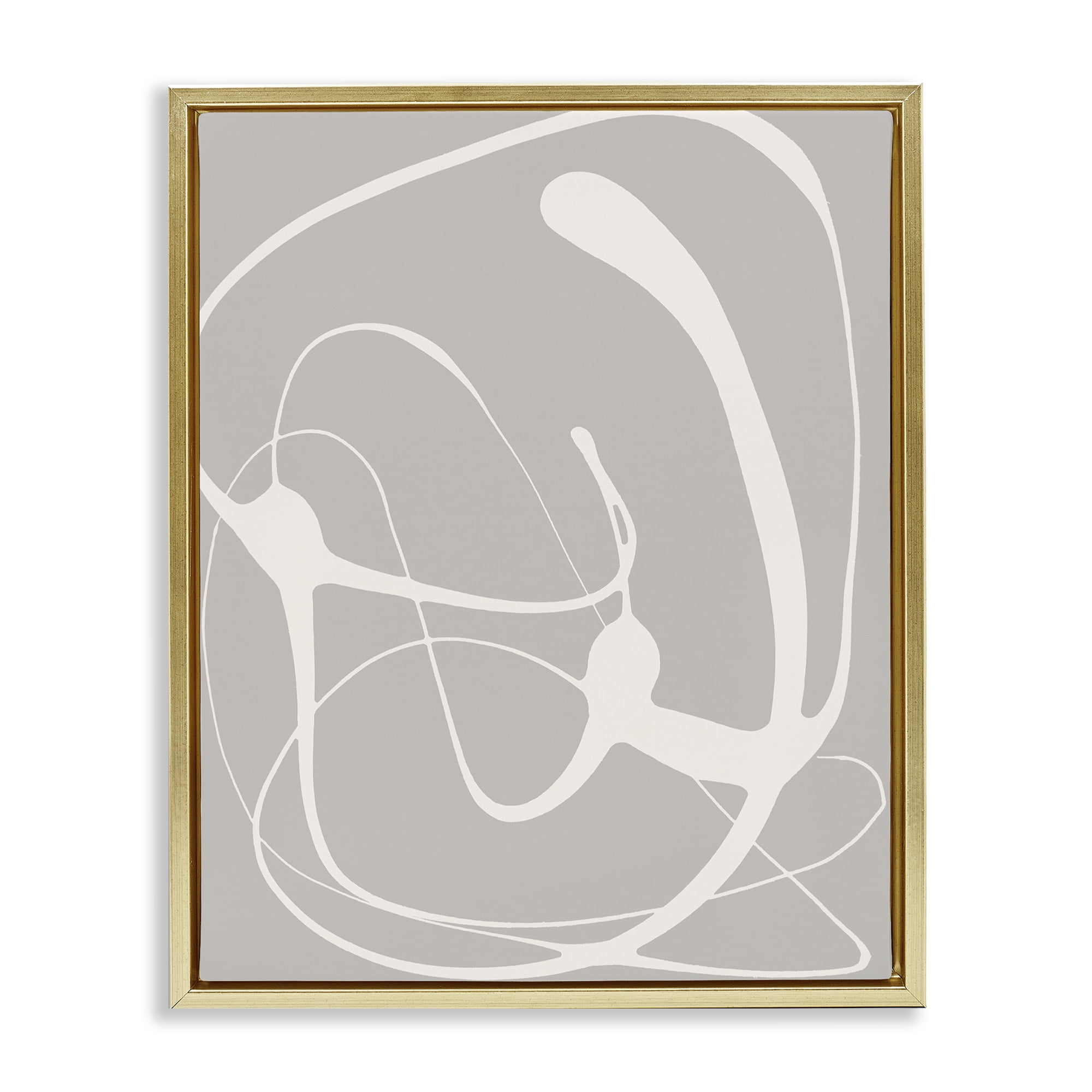 Stupell Industries Beige Very Abstract Figure Abstract Painting Gold Floater Framed Canvas Art Print Wall Art, 25 x 31
