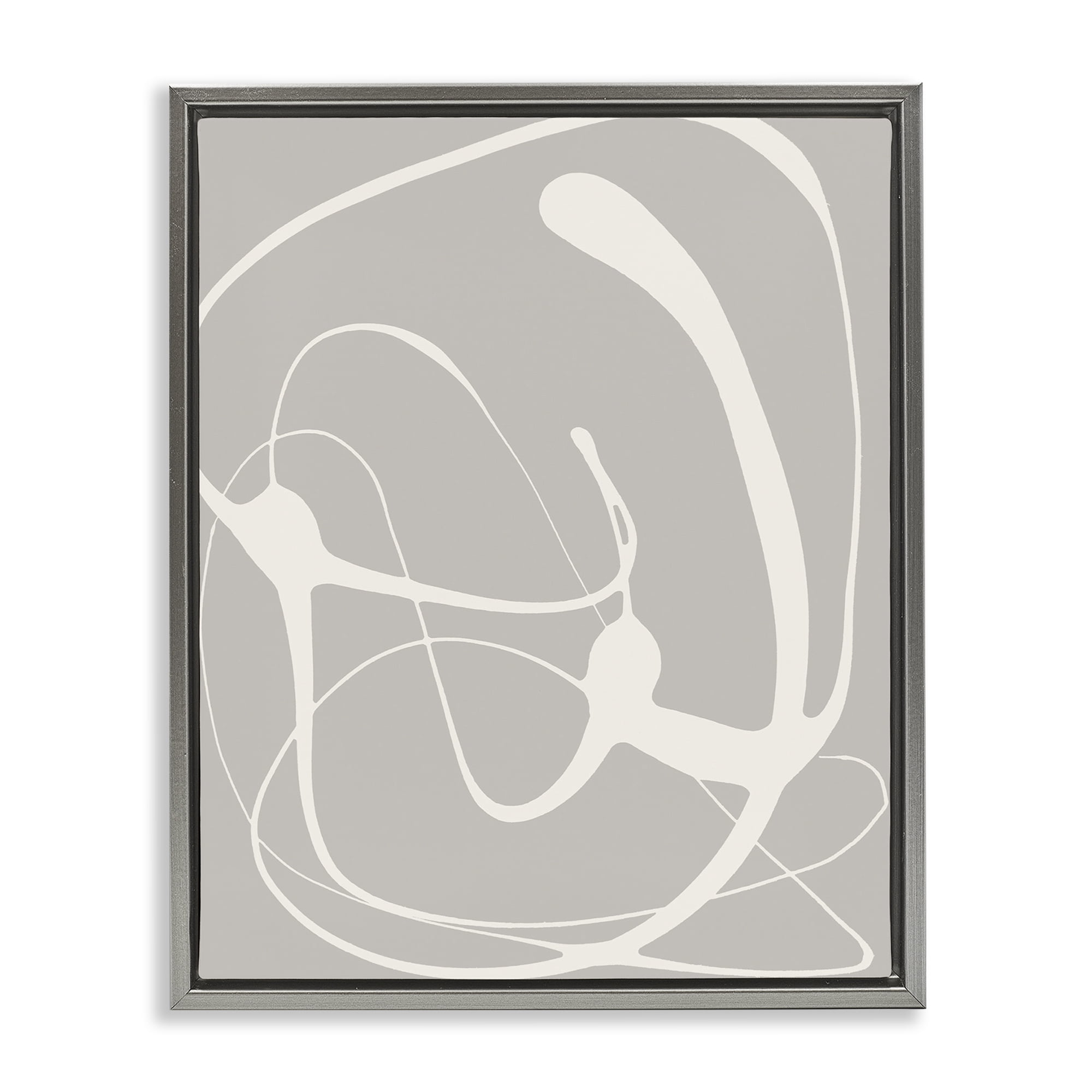 Stupell Industries Beige Very Abstract Figure Abstract Painting Gray Floater Framed Canvas Art Print Wall Art, 25 x 31