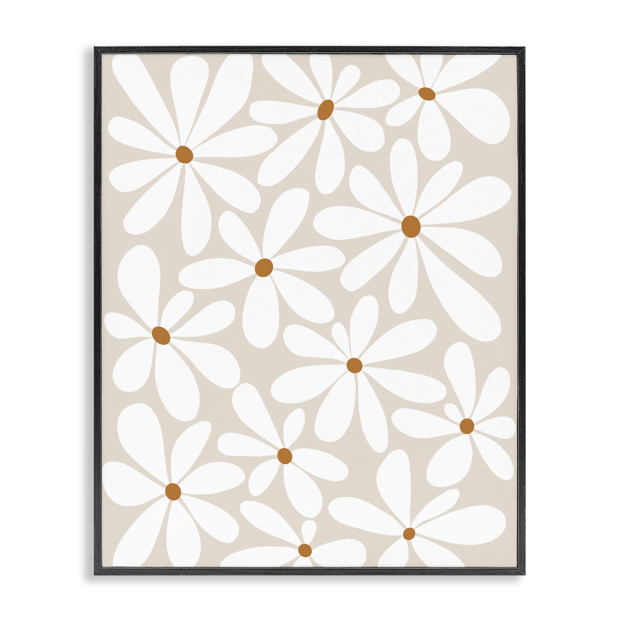 Stupell Industries Beige & White Daisies Black Framed Giclee Art, design by Susan Ball