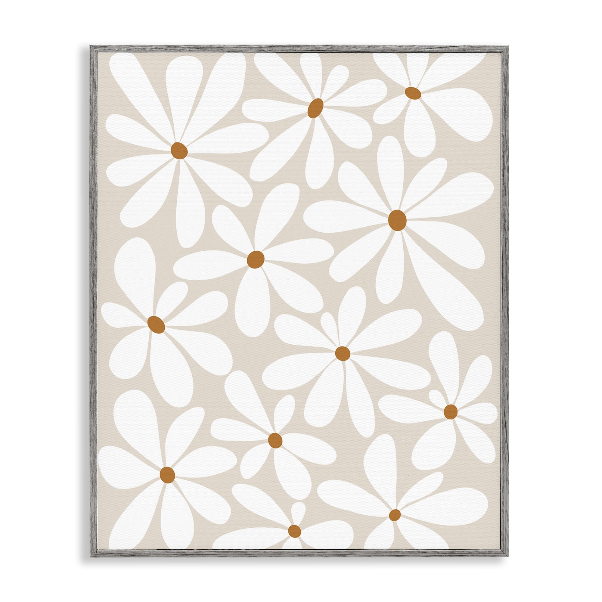 Stupell Industries Beige & White Daisies Gray Framed Giclee Art, design by Susan Ball