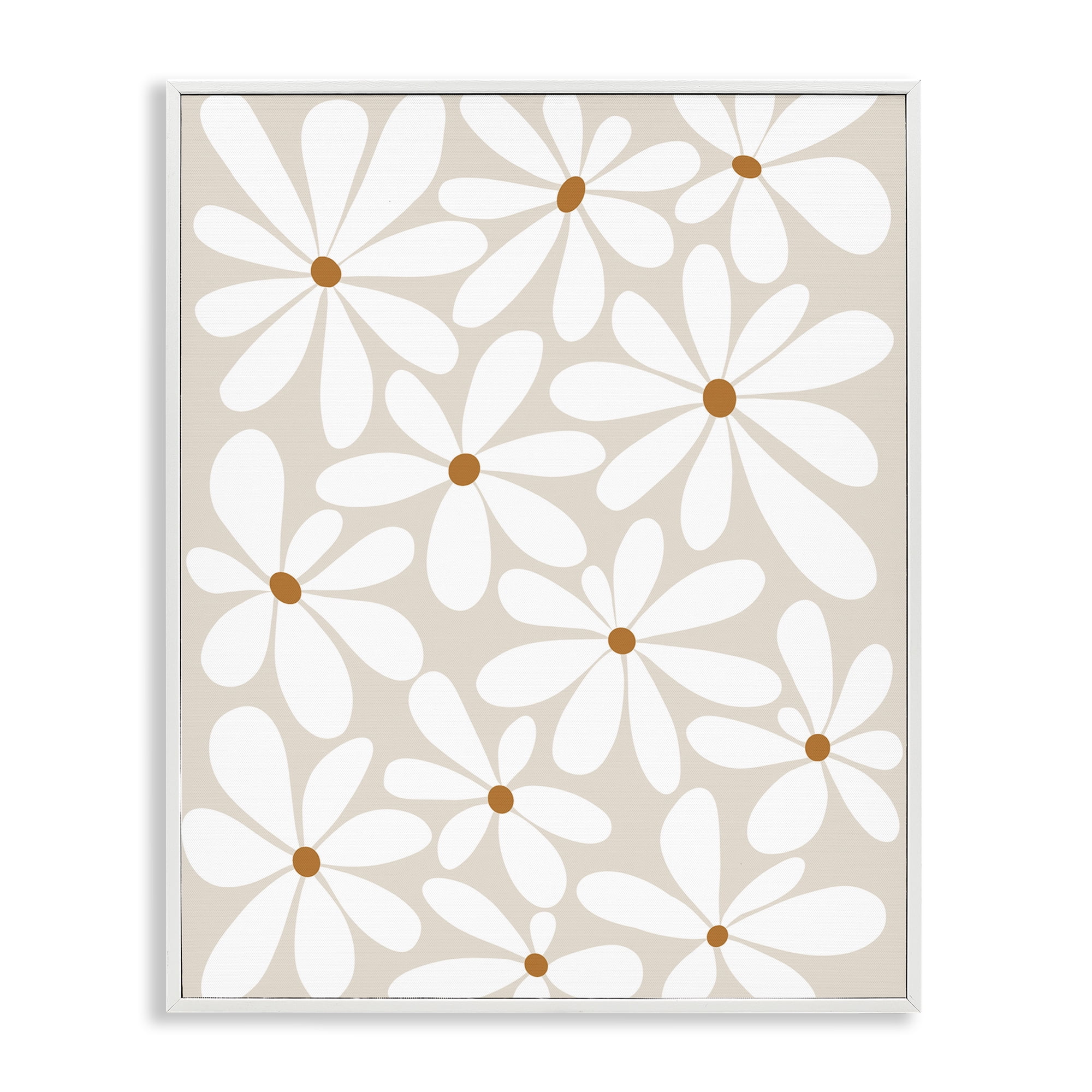 Stupell Industries Beige & White Daisies White Framed Giclee Art, design by Susan Ball