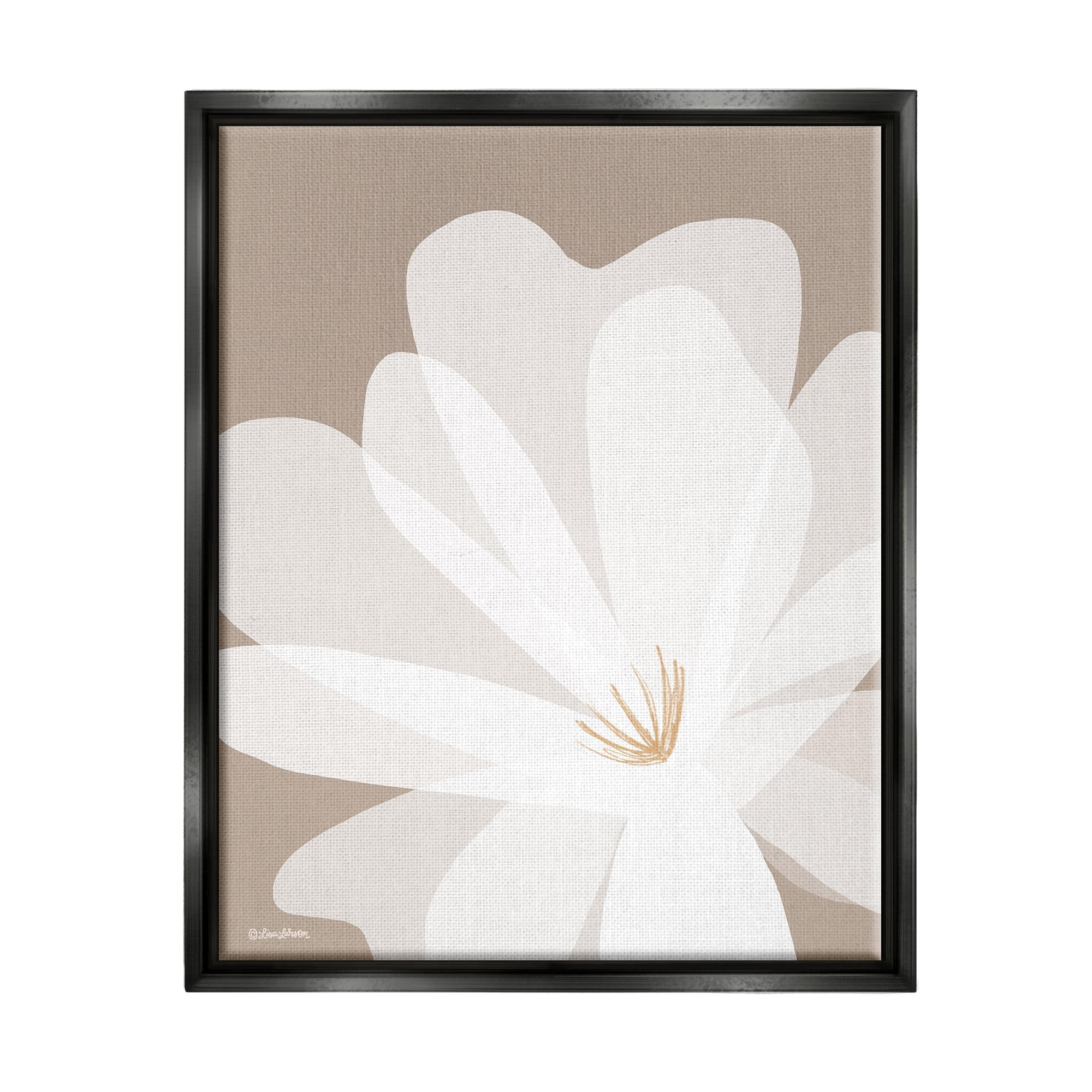 Stupell Industries Beige & White Lily Botanical & Floral Painting Black Floater Framed Canvas Art Print Wall Art, 25 x 31