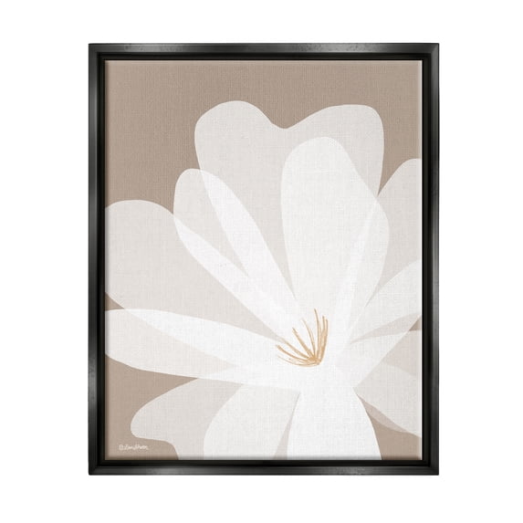 Stupell Industries Beige & White Lily Botanical & Floral Painting Black Floater Framed Canvas Art Print Wall Art, 25 x 31