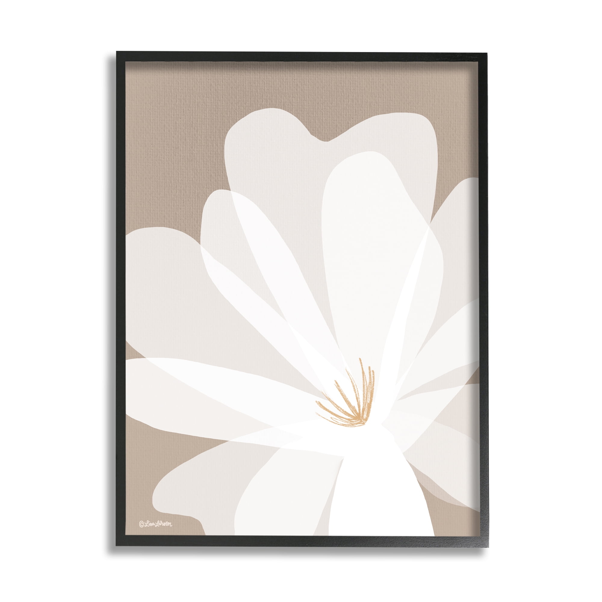 Stupell Industries Beige & White Lily Botanical & Floral Painting Black Framed Art Print Wall Art, 16 x 20