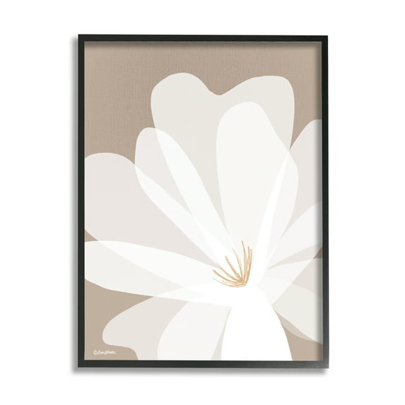 Stupell Industries Beige & White Lily Botanical & Floral Painting Black Framed Art Print Wall Art, 24 x 30